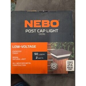 NOB Nebo Post Cap Light 50 Lumens, Espresso Finish, Warm Natural Light #0006
